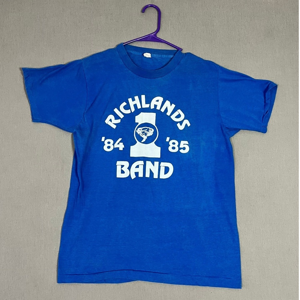 Vintage Richlands VA High School Band Tee Large Blue 84-85 Single Stitch Fair